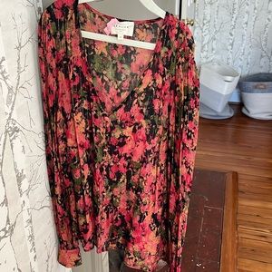 EUC Sézane Floral Blouse with Lurex detail size 34